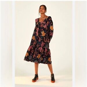 NWT Farm Rio Animal Sky Midi Dress Black XS